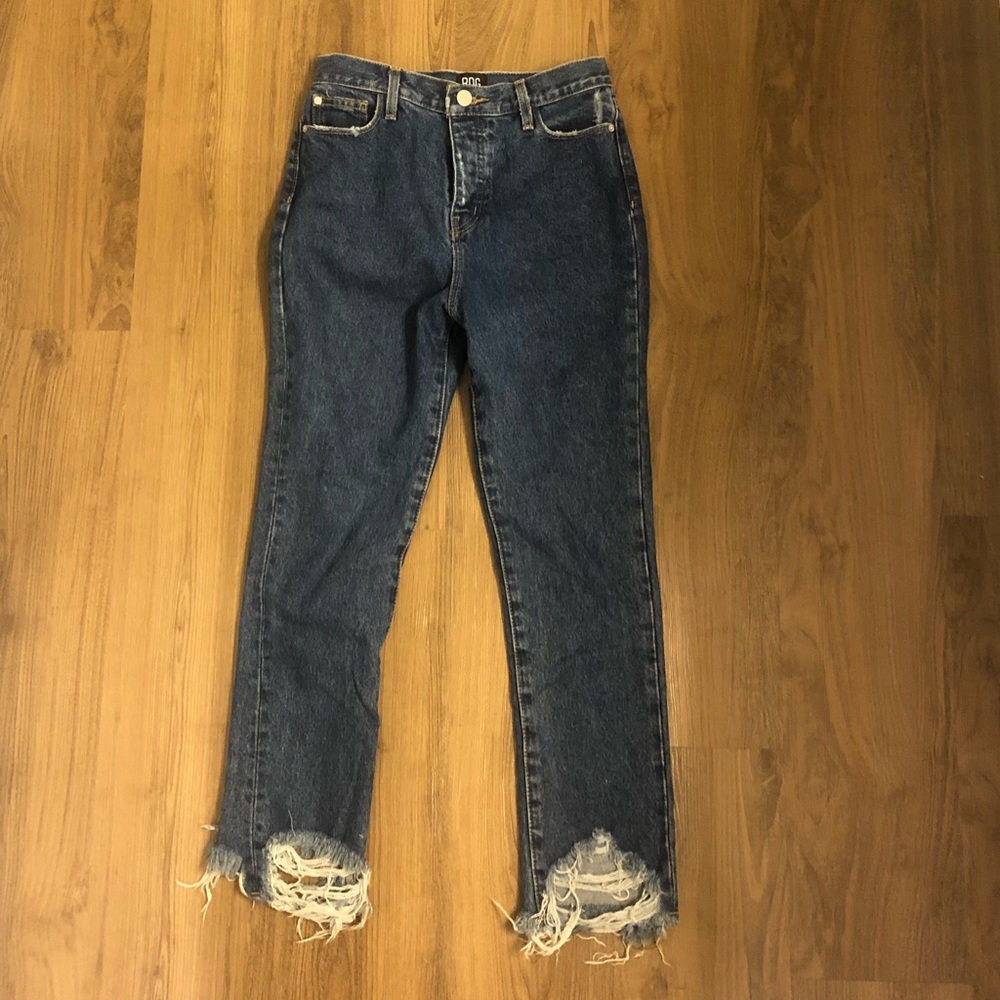 High waist, raw hem jeans